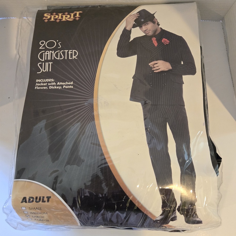 Spirit‎ Halloween Costume Men's 20's Gangster Suit Full Set Size Large New